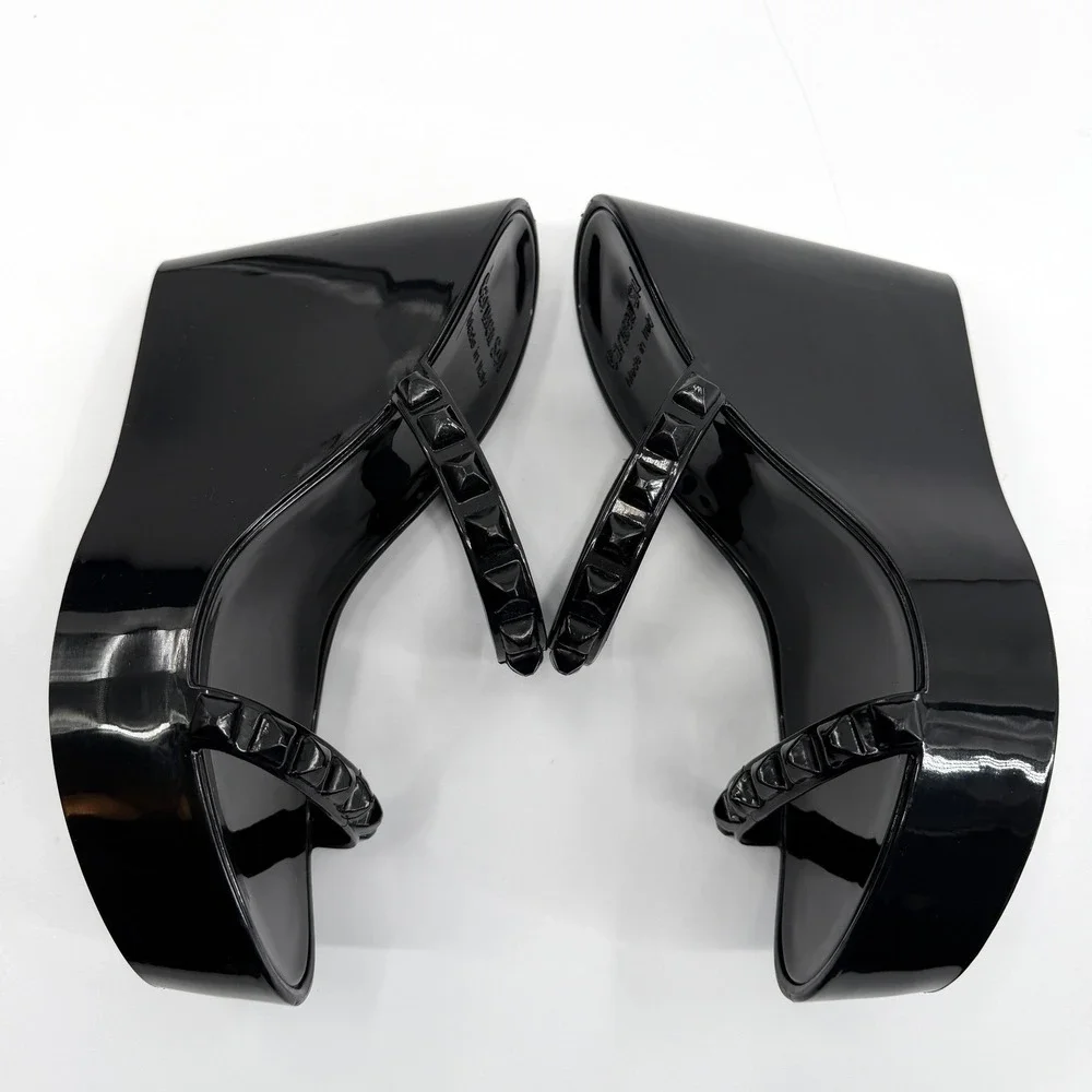 Carmen Sol Tonino Jelly Platform Wedge Sandal in Black Size 8 Vacation Resort - Picture 6 of 12